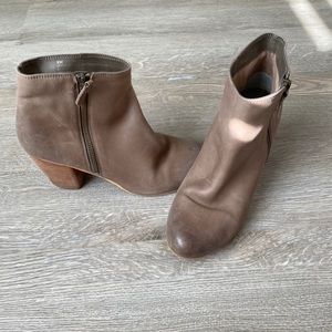 Tan flux leather booties
